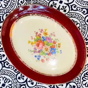 Century by Salem 23 karat encrusted gold platter with Gorgeous maroon band